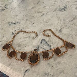 Elegant Gold and Brown Gemstone Necklace